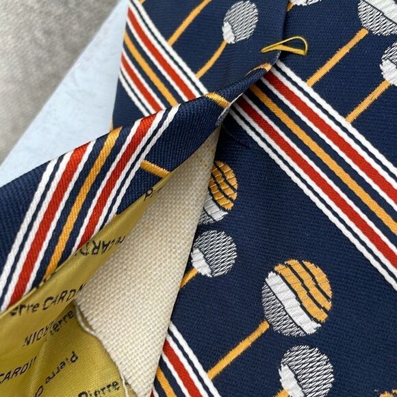Pierre Cardin Morville Silk Ties Wide For Mens Blue Orange Golf‎ Print Paris - Picture 4 of 7